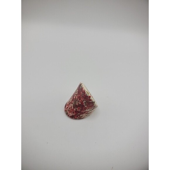 Vintage Ring Size 5 Beige Red Splatter Jewelry Costume - Picture 11 of 12